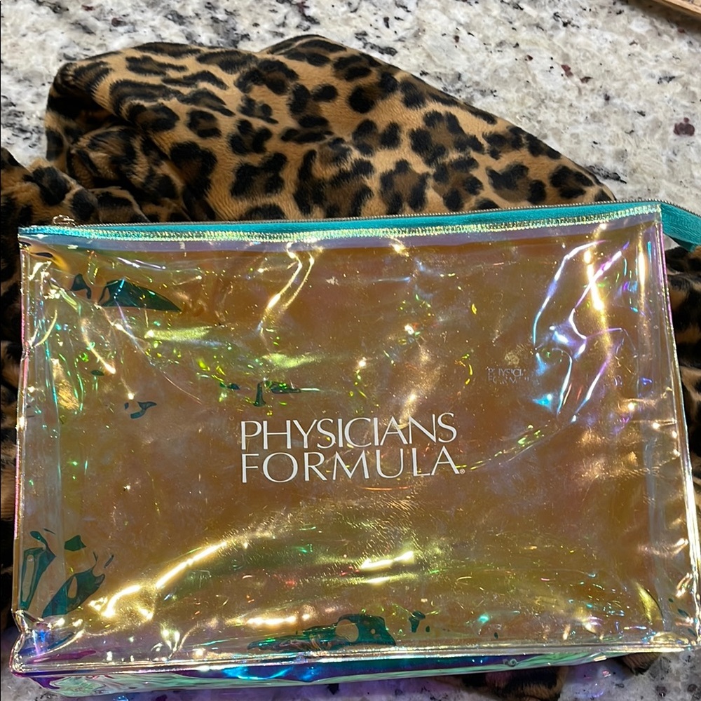🤍 Physicians Formula Iridescent Clear see through CUTE Cosmetic Bag 10”x 7”